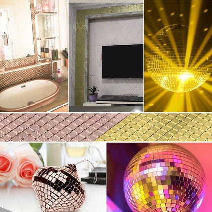 DIY Mini Mosaic Tiles Self-Adhesive Square Mirror Glass Wall Sticker Decors AU - Aimall