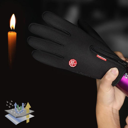 Bike Cycling Gloves Touch Waterproof Full Finger Winter Fitness Delivery Warehou - Aimall