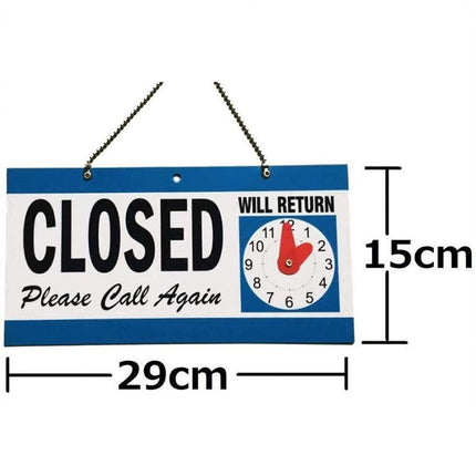Open - Closed Will Return Sign Business Shop Door Restaurant Hand Crafted Clock - Aimall