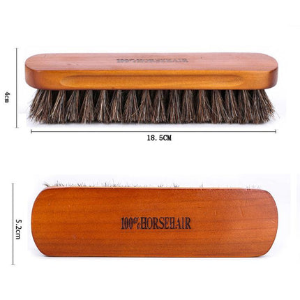 2X Horsehair Shoe Brush Wood Handle Leather Boots Daubers Applicators Cleaning - Aimall