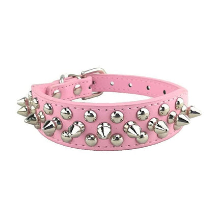 Dog Collar Leather Studded Black Brown Small Medium Large Breeds Pet Melbourne - Aimall