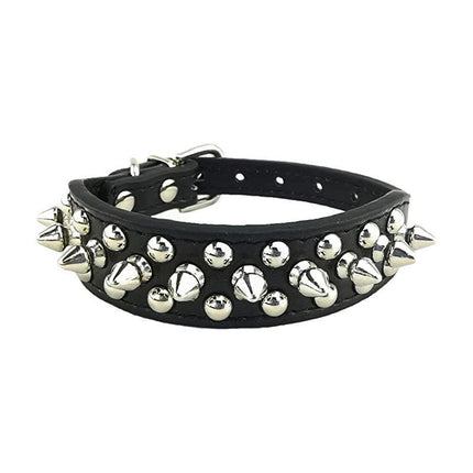 Dog Collar Leather Studded Black Brown Small Medium Large Breeds Pet Melbourne - Aimall