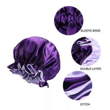 Women's Sleep Cap Elastic Satin Bonnet Wide Band Curly Hair Pure Sleeping Hat AU - Aimall