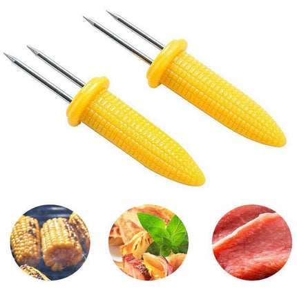 10x Corn Cob Holders Skewers Barbecue Fork Fruit Holder BBQ Kitchen Accessories - Aimall