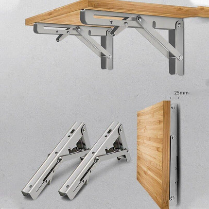 10-20" Stainless Steel Folding Table Bracket Shelf Bench 200kg Load Heavy Duty - Aimall