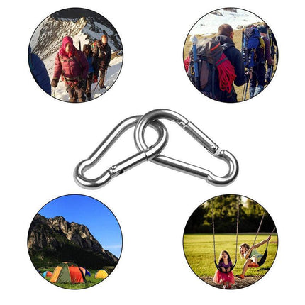 10PCS Stainless Steel Snap Hook Carabiner Ring Screw Keychain Clip for Camping - Aimall