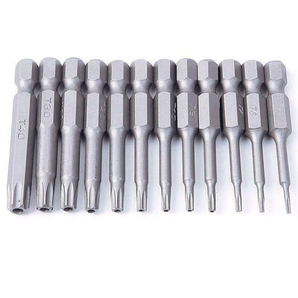Torx Head Magnetic Screw Driver Bit Set 12pc Hex Shank Impact Power Tamper Proof - Aimall