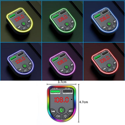 Car FM Transmitter Bluetooth Radio MP3 Player Music RGB Light Charger Kit USB - Aimall