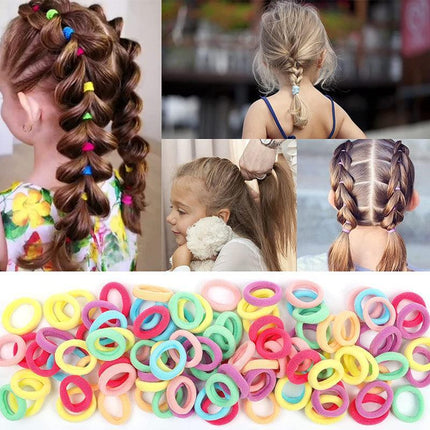 100x Hair Ties Elastic Band Snagless Ponytail Tie School Bubbles Various Colours - Aimall