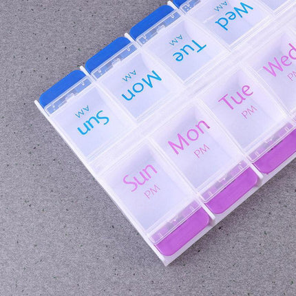 14 Slot 7 Day Pill Box Dispenser Medicine Organiser AM Case Medication AU Stock - Aimall