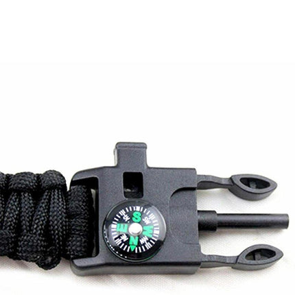 Outdoor Emergency 5 In 1 Survival Paracord Bracelet Flint Starter Whistle Compas Aimall