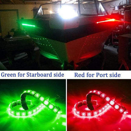 2X LED Signal Nav Navigation Lights Strip Port Starboard Marine Boat Red & Green - Aimall