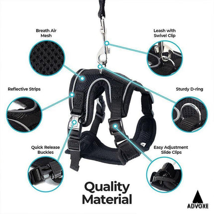 Cat Dog Harness & Leash Walking Escape Proof Adjustable Reflective Vest Harness - Aimall