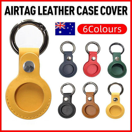 For Apple AirTag Leather Case Cover Air Tag Keychain Holder Sleeve Shell Tracker - Aimall