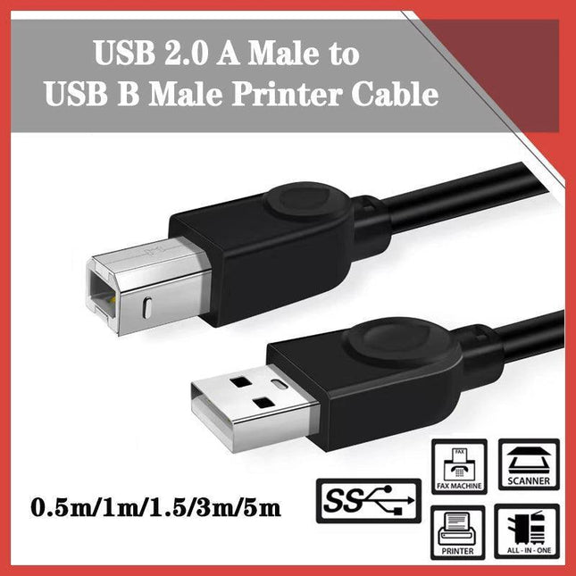 USB 2.0 Type A Male to B Printer Cable for HP Canon Dell Brother Epson Xerox AU - Aimall