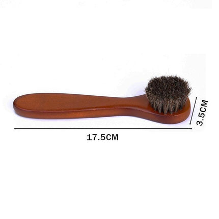 2X Horsehair Shoe Brush Wood Handle Leather Boots Daubers Applicators Cleaning - Aimall