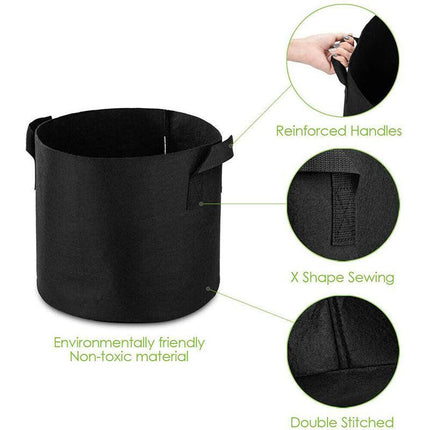 10 PACK Fabric Plant Grow Pots Breathable Planter Bags 2/3/5/7/10/20 Gallon AU - Aimall
