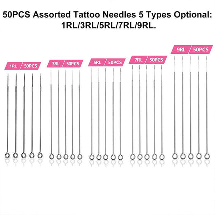50PCS Disposable Tattoo Needles Round Liner 1RL 3RL 5RL 7RL 9RL Needles AU STOCK - Aimall