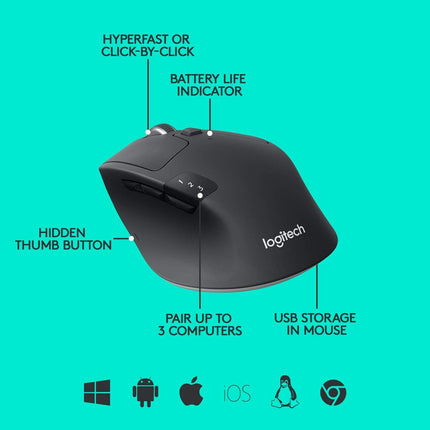 Logitech M720 Triathlon Multi-Device Wireless Mouse Usb Optical Sensor Mouse Au Aimall