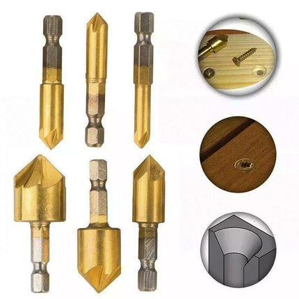 6X Chamfer Countersink Deburring Drill Bit 6Pcs Crosshole Cutting Metal Tools AU - Aimall