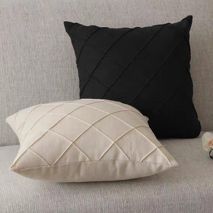 Velvet Cushion Cover Pleated Checked Plaid Plush Decorative Lounge Cushion Cover - Aimall