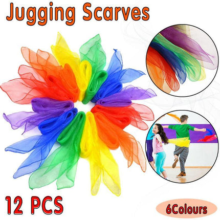 12pcs Gradient Juggling Silk Dance Magic Tricks Dancing Props Scarves Chiffon AU - Aimall