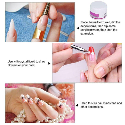 Acrylic Nail Art Starter Kit Clear White Pink Acrylic Powder 120ML Liquid Set AU - Aimall