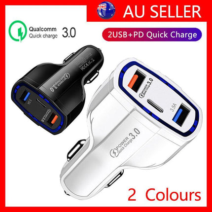 3 Port USB PD Quick Fast Car Charger QC3.0 Adapter Cigarette Lighter Socket AU - Aimall