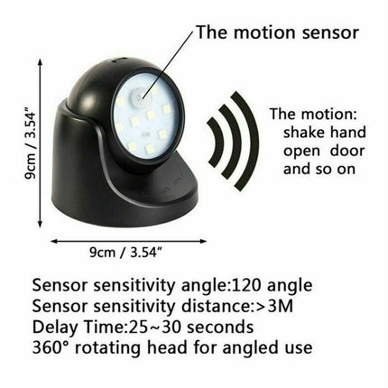 360° Battery Operated Indoor Outdoor Garden Motion Sensor Security LED Light New - Aimall