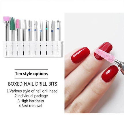 10PCS Diamond Nail Drill Bits Electric Nail Drill Machine Manicure Pedicure Tool - Aimall