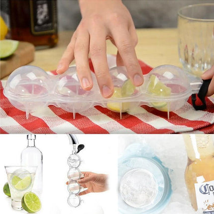 2x 4 Large Ice Ball Maker Cube Tray Big Silicone Mold Sphere Whiskey Round Mould - Aimall