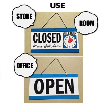 Open - Closed Will Return Sign Business Shop Door Restaurant Hand Crafted Clock - Aimall
