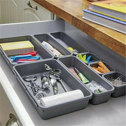 8pcs/set Drawer Desk Draw Cutlery Storage Tray Office/Home Kitchen Organizer Box - Aimall