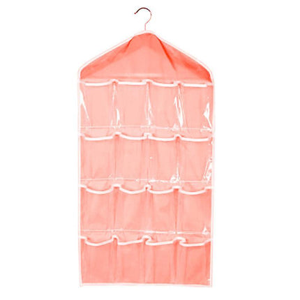 16 Pockets Organizer Clear Hanger Wardrobe Storage Bag Hanging Socks Rack Holder - Aimall