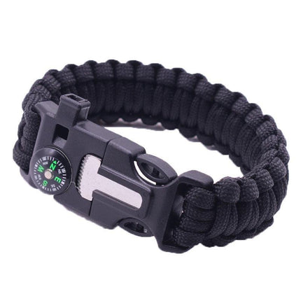 Outdoor Emergency 5 In 1 Survival Paracord Bracelet Flint Starter Whistle Compas Aimall