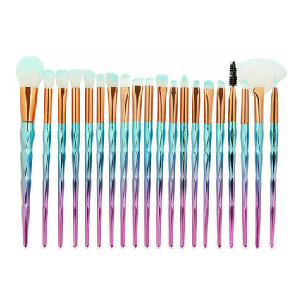 20 PCS Eye Make-up Brushes Diamond Unicorn Eyeshadow Eyebrow Blending Brush Set - Aimall