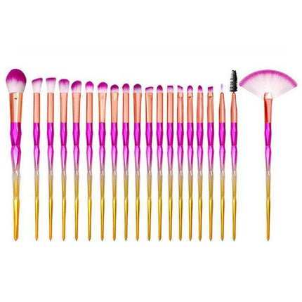 20 PCS Eye Make-up Brushes Diamond Unicorn Eyeshadow Eyebrow Blending Brush Set - Aimall