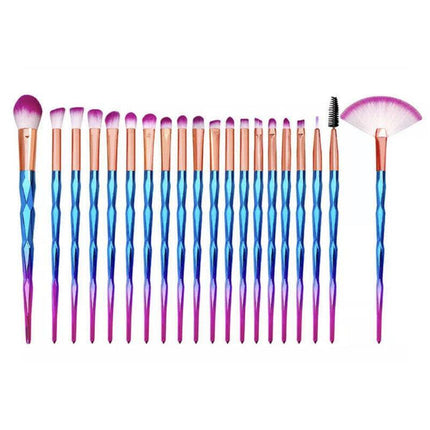20 PCS Eye Make-up Brushes Diamond Unicorn Eyeshadow Eyebrow Blending Brush Set - Aimall