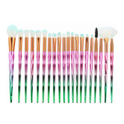 20 PCS Eye Make-up Brushes Diamond Unicorn Eyeshadow Eyebrow Blending Brush Set - Aimall