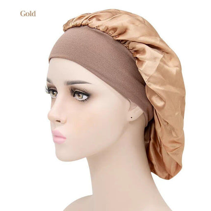 Sleeping Bonnet Hair Wrap Silk Satin Cap Women Elastic Night Soft Hat Headwear - Aimall