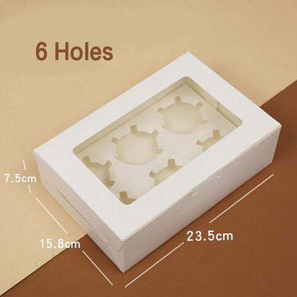 Cupcake Box Cases 1/2/4/8/12 Holes Window Face Cases Party Wedding Muffin Baking - Aimall
