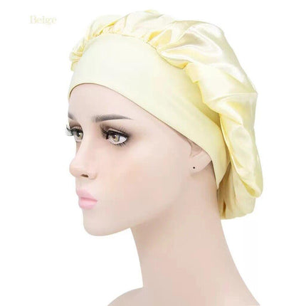 Sleeping Bonnet Hair Wrap Silk Satin Cap Women Elastic Night Soft Hat Headwear - Aimall