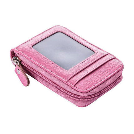 RFID Blocking Leather Wallet Anti-theft Credit Card Holder Men Women Coin Purse - Aimall