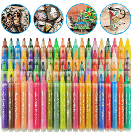 Flysea 12-80 Colours Acrylic Paint Pens Painting Stone Ceramic Glass Marker2-3mm - Aimall