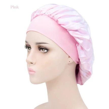 Sleeping Bonnet Hair Wrap Silk Satin Cap Women Elastic Night Soft Hat Headwear - Aimall