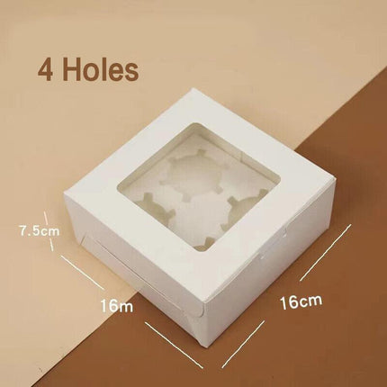 Cupcake Box Cases 1/2/4/8/12 Holes Window Face Cases Party Wedding Muffin Baking - Aimall