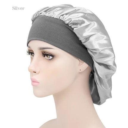 Sleeping Bonnet Hair Wrap Silk Satin Cap Women Elastic Night Soft Hat Headwear - Aimall