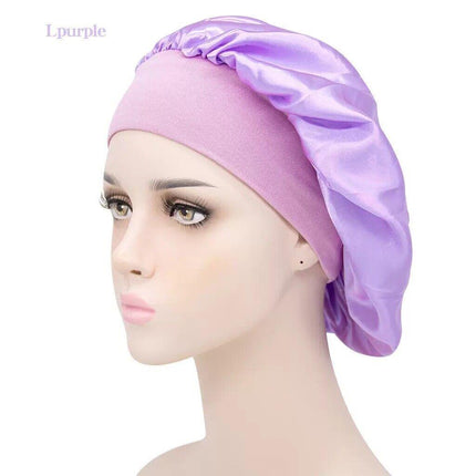 Sleeping Bonnet Hair Wrap Silk Satin Cap Women Elastic Night Soft Hat Headwear - Aimall