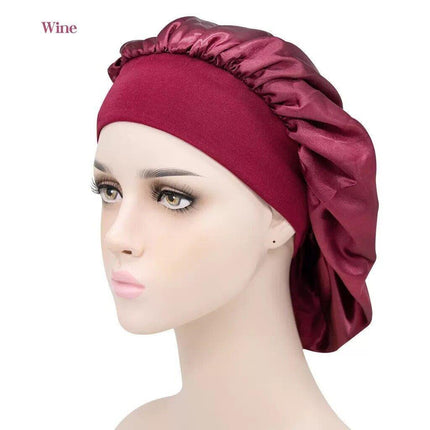 Sleeping Bonnet Hair Wrap Silk Satin Cap Women Elastic Night Soft Hat Headwear - Aimall