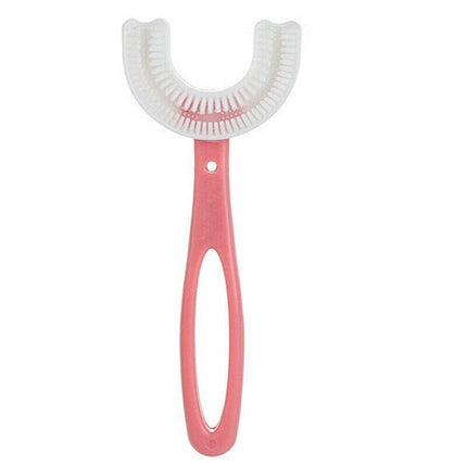 Children U Shaped Toothbrush Soft Silicone Head Brush 360° Oral Teeth Cleaning - Aimall